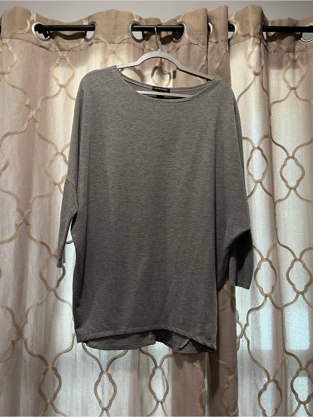 Mind Code Charcoal Dolman Sleeve Tunic Top